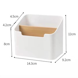 Remote Control Holder Box, Detachable Desktop Organizer, 2 Compartments Office Organizer, Plastic, White, for Pens, Make up Brush, Office Supplies, 5.6X3.6X4.7 in