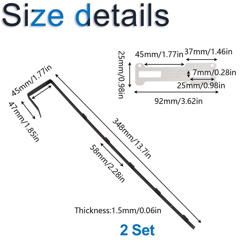 INCREWAY Over-The-Door Mirror Hanger, Adjustable, Black, 1.7'' Depth