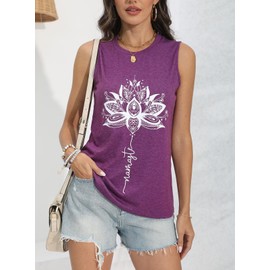 IRISGOD Womens Tank Tops Loose Fit Summer Cute Graphic Sleeveless Shirts Workout Basic Tunic