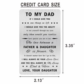 Alotozo Dad Card from Daughter - Wallet Card Inserts to My Dad - Father's Day Gifts for Father - I Will Always Be Your Little Girl - Christmas Birthday Presents for Papa Daddy