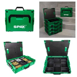 SPAX L-BOXX Stackable Sorting Organizer – Durable Customizable Storage Case for Tools, Screws & Fasteners 8 Compartment