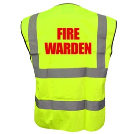 Fire Warden Yellow High Visibility Hi Vis Viz Vest Safety Waistcoat, Printed By Brook Hi Vis Small