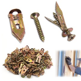 YZTONGPAO Upgraded Zinc Plated Steel Self-Drilling Anchors Kit, 100 Pcs Metal Self-Drilling Anchors and 100 Pcs Zinc Screws, Easy Application No Drill or Holes in Wall (200 Pcs)