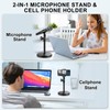 2 In 1 Desktop Microphone Stand, Upgraded Metal Round Base