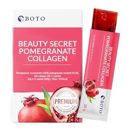 BOTO Beauty Secret - Colágeno de granada 0.71 oz, gelatina de colágeno coreano Beauty, colágeno de pescado de bajo peso molecular, sabor a granada, pa