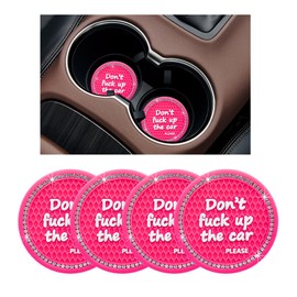 Ziciner 4 Pack Bling Car Cup Holder Coaster, 2.75 Inch Anti-Slip Auto Insert Cup Coaster, Crystal Car Drink Cup Mat Perfect for Women Girls, Universal Interior Decor Accessories (Rose Red)