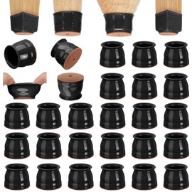 CHUNZEXI 32 Pack Chair Leg Floor Protectors for Hardwood Floors, Silicone Felt Covers Pads Caps, Protect Wood Furniture Feet Floors Noise Reduce and Scratch (Universal Large & Black)