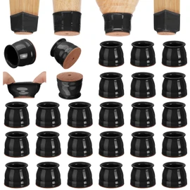 CHUNZEXI 32 Pack Chair Leg Floor Protectors for Hardwood Floors, Silicone Felt Covers Pads Caps, Protect Wood Furniture Feet Floors Noise Reduce and Scratch (Universal Large & Black)