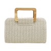 U·helper Straw Clutch Purse, Woven Evening Handbag with Wooden Handle,