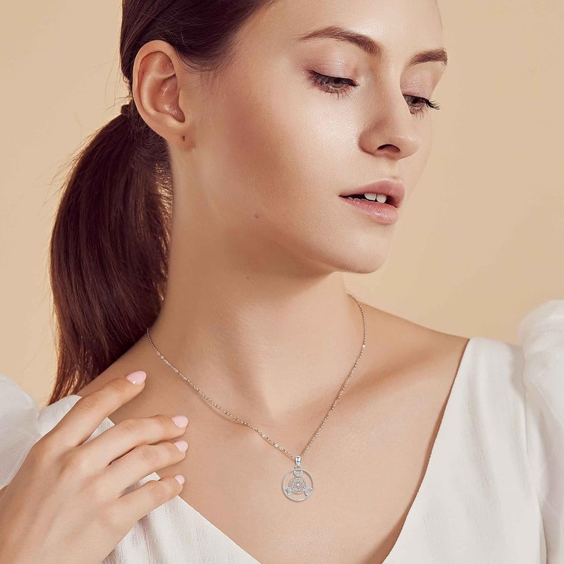 LONAGO Hecate Necklace Triple Moon Goddess Pendant Wheel of Hecate