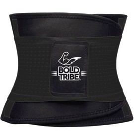 BOLD TRIBE Faja Reductora Doble Compresión Ejercicio Gym Crossfit Entrenamiento Negra Mediana
