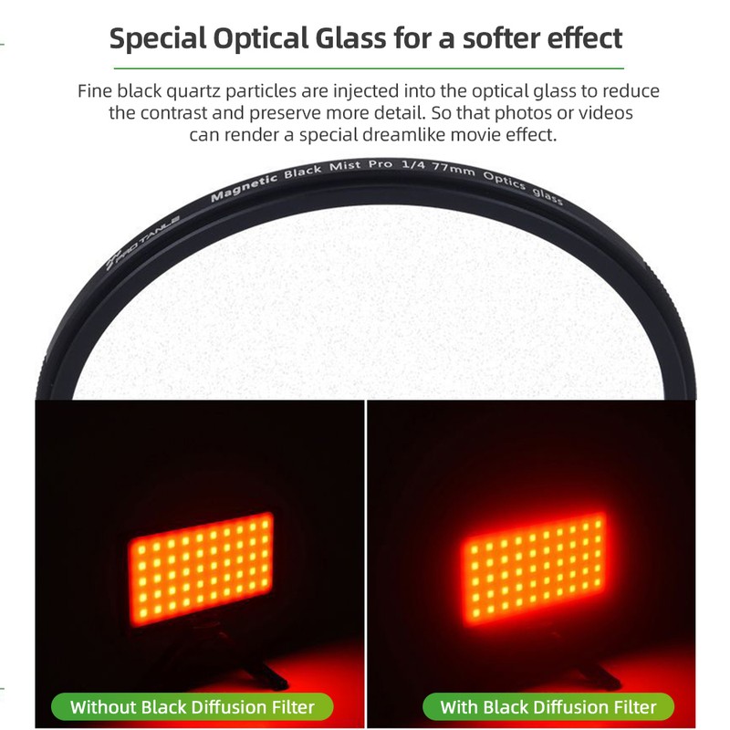 PRO TANLE 82mm Black Diffusion 1/8 Filter Black Mist Cinematic