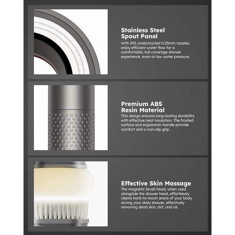 Handheld Showerhead with Charcoal Fiber Water Filter and Vitamin C