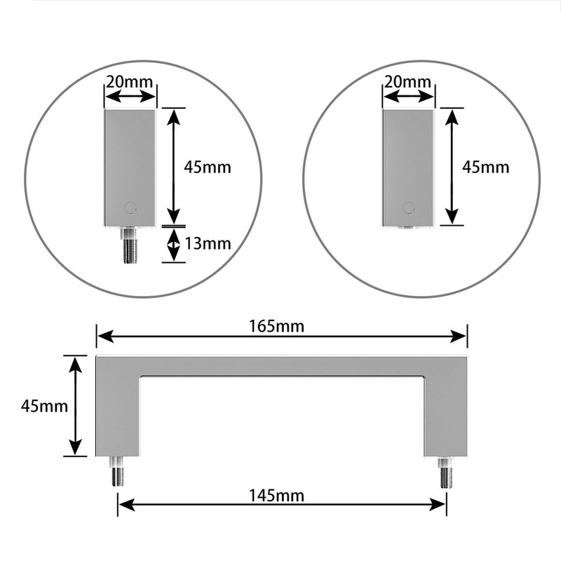AQUALAVOS Shower Door Handle Stainless Steel Chrome Effect