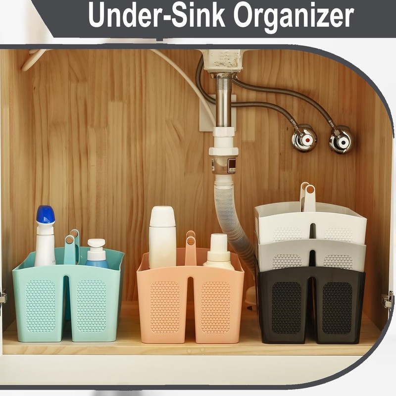 VITEVER Portable Shower Caddy Basket with Compartments, Plastic Divided Cleaning
