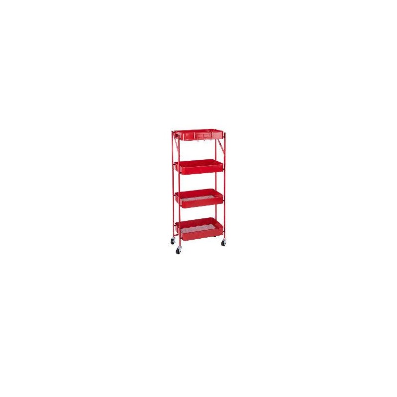 Origami 4 Tier Foldable Powder-Coated Metal Cart with Caster Wheels