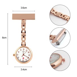 T Tersely Nurse Lapel Pin Fob Watch Nursing Hanging Medical Doctor Pendant Pocket Watch (Rose Gold)