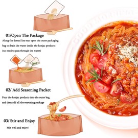 Konjac Cool Noodles,Black Pepper Tomato Taste Combination Noodle,Vegan Fat Free Plant Based Noodle,for Quick Dinner Meals,with Sauce Bag and Fork(2 Bags,400g)