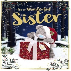 Me To You Bear 3D Holographic Sister Christmas Card