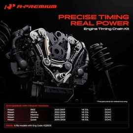 A-Premium Kit de 12 Piezas de Cadena de Distribución del Motor con Tensor | Compatible con Nissan Maxima 2002-2008, Altima 2002-2006, Murano 350Z, Que