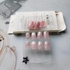 24 Pcs Pink Press on Nails Short Square WLGDLH Fake