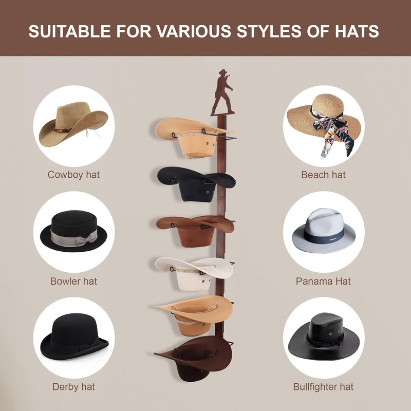 CANWUPON Cowboy Hat Rack Holder - Wild Western Style Design