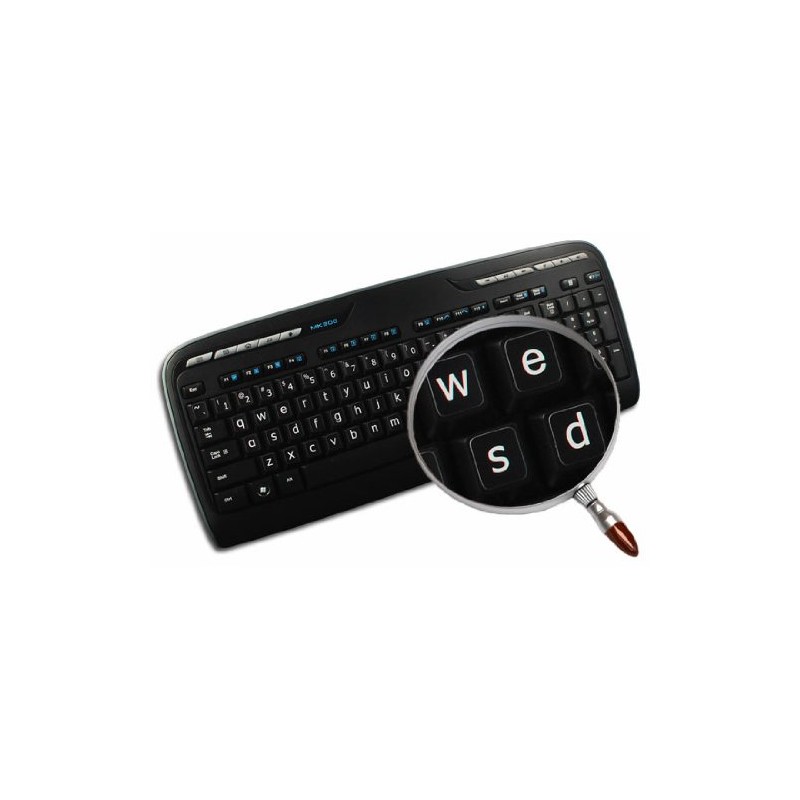 English US Large Lower CASE Non-Transparent Stickers ON Black Background