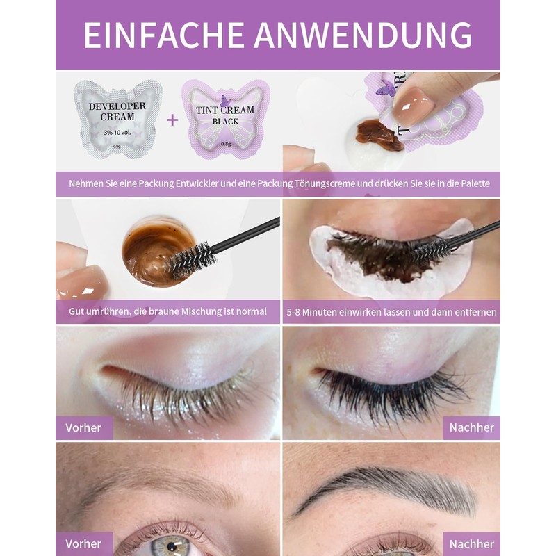 Libeauty Black Eyelash Tint Kit, 2 in 1 Brow &