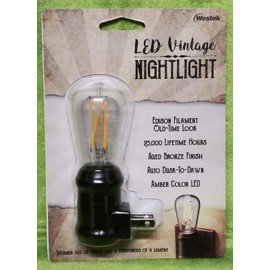 Amertac NL-EDSN-DB 1.5 X 1.5 X 4.2 Aged Bronze LED Vintage Edison Filament Night Light