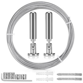 Zyluniy 5 m Wall Mount Set, Stainless Steel Curtain Rope, Curtain Rope System, Stainless Steel Curtain Wire, Rope Tension Set, Curtain Steel Cable for Curtain, Photo Wire, Washing Line, Tension Wire