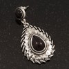 Burn Silver Teardrop Black Resin Stone Drop Earrings - 5cm