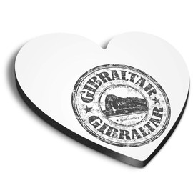 1 x Heart MDF Magnets - Gibraltar Travel Stamp Destination 40618