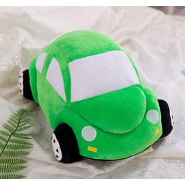 Xshelley Round Beetle plush stuffed toy car, car model decorative pillow, cushion, cute cartoon car model stuffed plush toys for children boys gift 30cm long (Green)