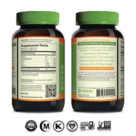 Nutrex Hawaii, Pure Hawaiian Spirulina 500 mg, Vegan, Supports Immune System, Heart, Cells and Energy, 200 Tablets
