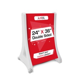 Jumbl Sign Board 24” x 36” | Two-Sided Sidewalk Sign with Portable Wheels for Indoor & Outdoor Use | Display Open Sign, Business Hours, Restaurant Menu, Store Sale, Artwork & More | Includes 2 Plastic
