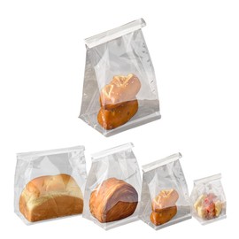 Roppolo 50 Pcs Bread Bags for Homemade Breads, 5.1 Inch Clear Bakery Bags with Tin Tie, Small Loaf Plastic Bag, Storage PackingBag for Foods