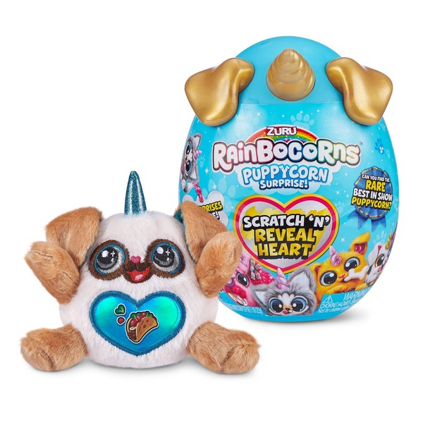 Rainbocorns Sparkle Heart Surprise Series 3, Puppycorn Surprise, Penny the Pug - Collectible Plush - 7 Layers of Surprises, Scratch and Reveal Heart, Ages 3+ (Pug)