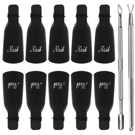 10 Cappucci con Clip,Kit Rimozione Smalto Semipermanente Clip con 2 Cuticola Trimmer per Rimuovere Smalto in Gel,Nail Art Unghie