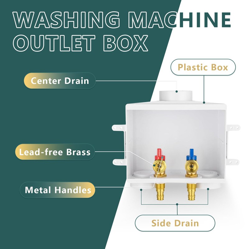 Washing Machine Outlet Box, Niikappu 1/2 Inch Pex Crimp Inlet