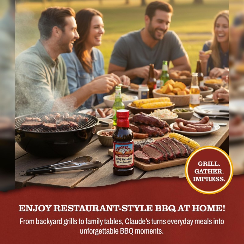 Claude's Original BBQ Brisket Marinade Sauce (Pack of 6, 16