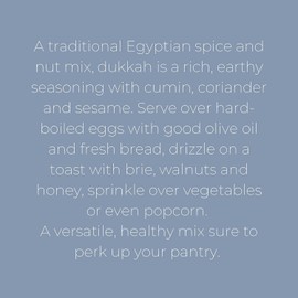 Villa Jerada, Dukkah Premium Seasoning - Egyptian Complex Spice Mix of Nuts and Spices (Unique & Fragrant), 1.76 oz (Pack of 1) (DUKKAH - 1 JAR)