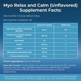 MYOXCIENCE Myo Relax & Calm | Myo-Inositol, L-Theanine, Taurine, Magnesium & GABA | Supports Sleep, Neurotransmitter & Hormone Support (Unflavored) (60 Servings)