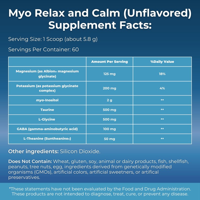 MYOXCIENCE Myo Relax & Calm | Myo-Inositol, L-Theanine, Taurine, Magnesium