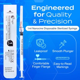 100 pack 1mL Nanocine Disposable Sterilized 25G 1 Inch