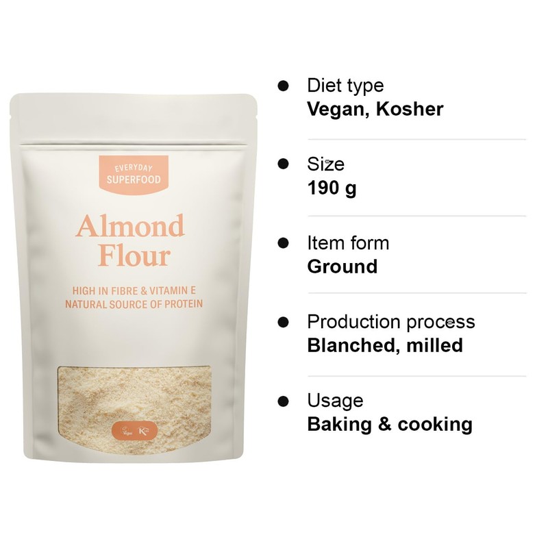 Everyday Superfood Almond Flour 190 grams, Ground Blanched Almonds, Keto
