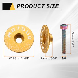 HARFINGTON 1 1/4" OD Bicycle Headset Stem Top Cap Aluminum Alloy Cycling Headset Cover Stem with Rainbow Color M6 Bolt for Mountain Bicycle Road Bicycle MTB, Yellow