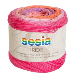 100% Organic Cotton, Multicolour Yarn, 125 g, 450 m, Needles 2.5-3, Sesia Iride, Fantasy Yarn for Knitting and Crochet (1, Multicoloured - 0450)