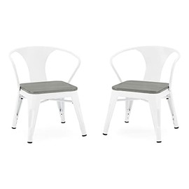 Delta Children Bistro 2-Piece Chair Set, White Metal/Grey Barnboard