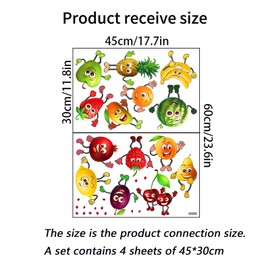 4 x Wall Stickers Kitchen Fruit Funny Fruit Wall Stickers Fridge Stickers Watermelon, Banana, Pineapple, Mango and Lemon Kitchen Dining Room Fridge Cabinet Wall Decoration