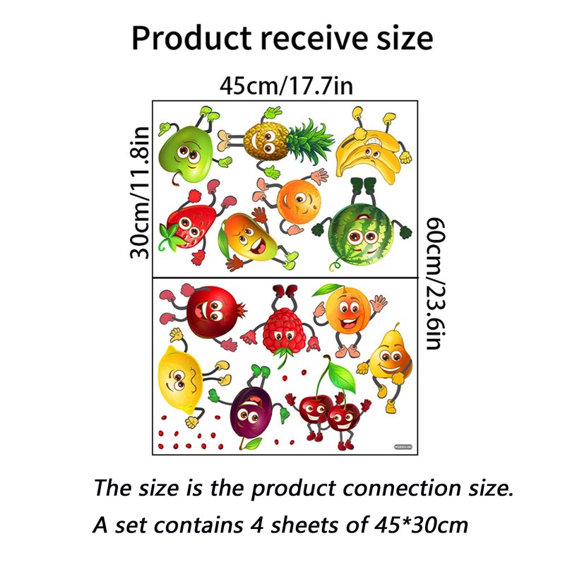 4 x Wall Stickers Kitchen Fruit Funny Fruit Wall Stickers